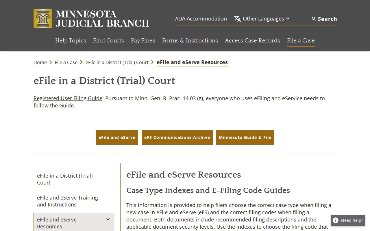 Winona County civil docket eFS filing and document security guidance