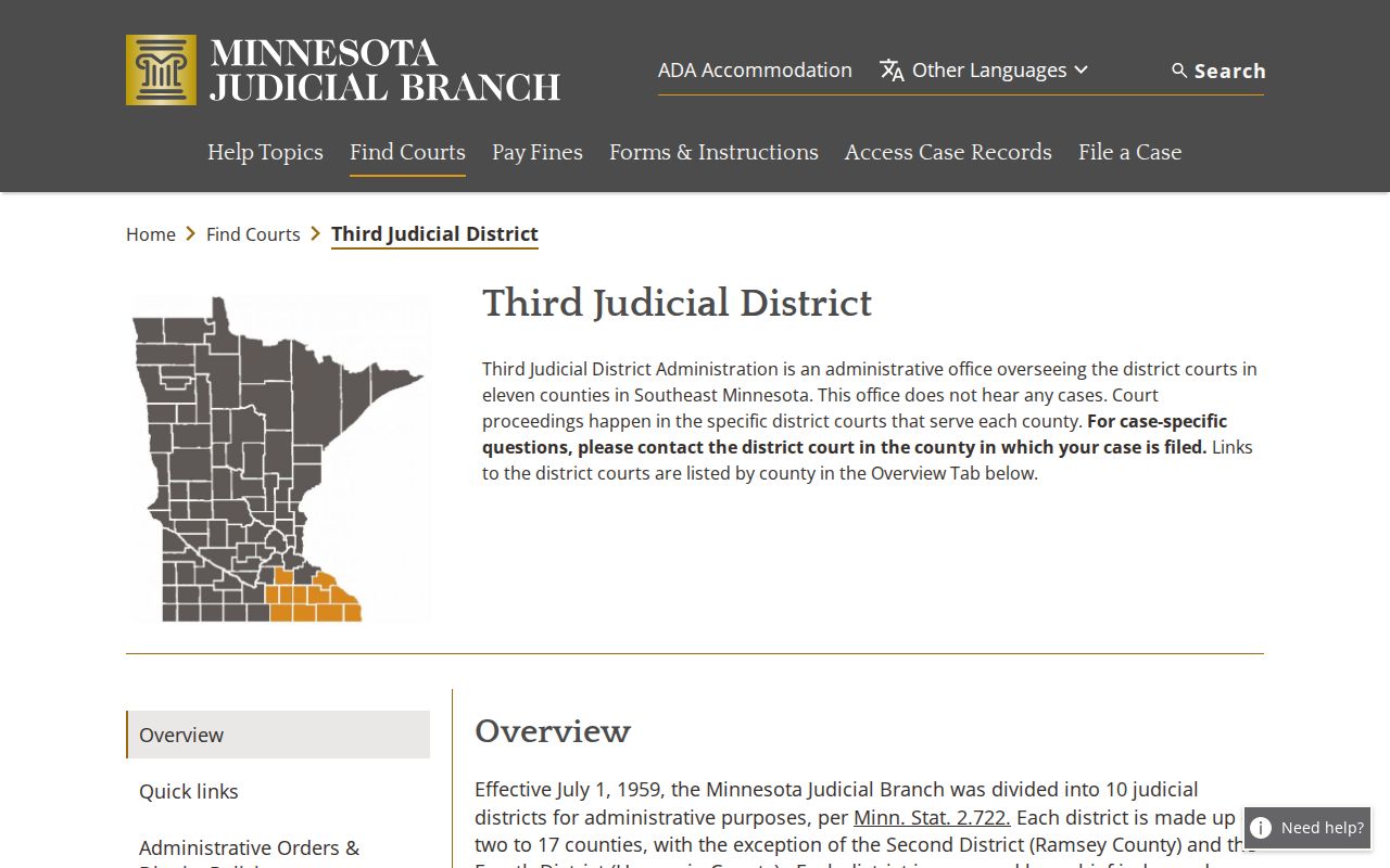 Winona County court docket Third Judicial District court structure