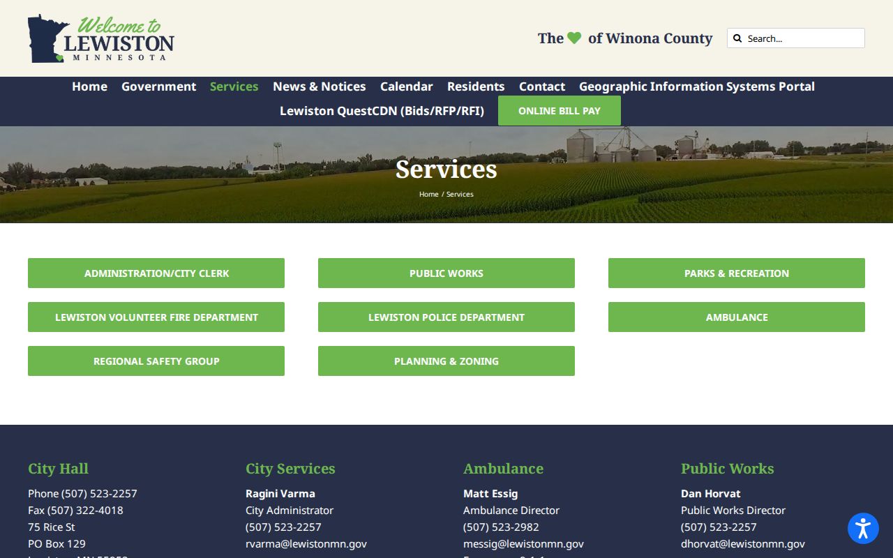 Lewiston court docket city services and contact page